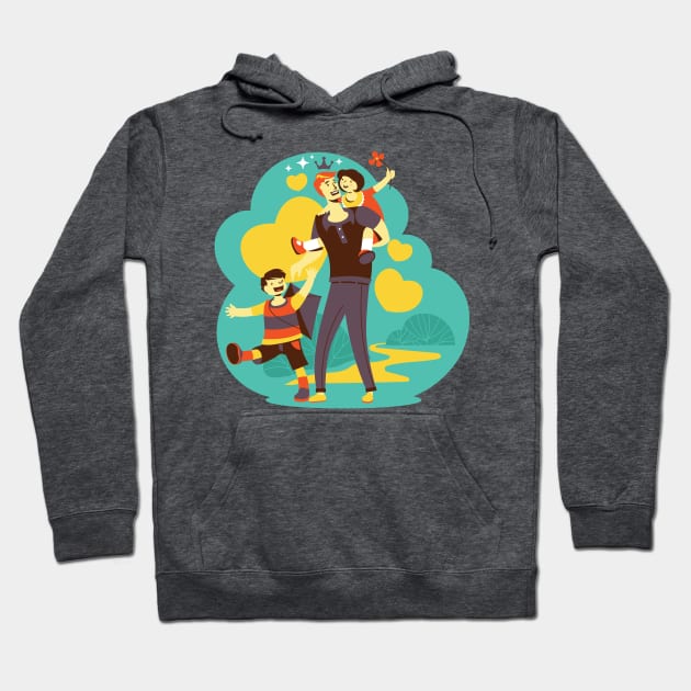 A father and his sons, son and daughter Hoodie by Spring Moon